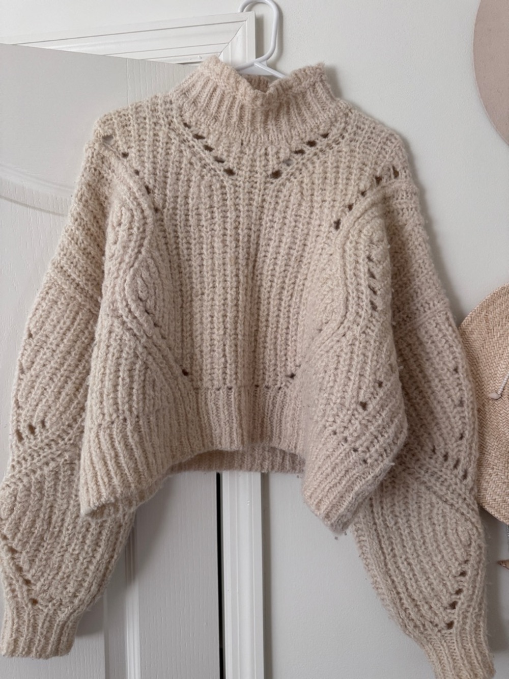 Isabel Marant Chunky Cream Cable Turtleneck Sweater